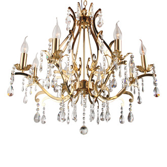 PENDANT LAMP FELINE 8 LIGHTS ROUND + TRANSPARENT CRYSTAL GOLD PLATED