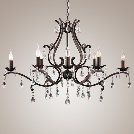 PENDANT LAMP FELINE 8 LIGHTS OVAL + TRANSPARENT CRYSTAL DARK BROWN-1