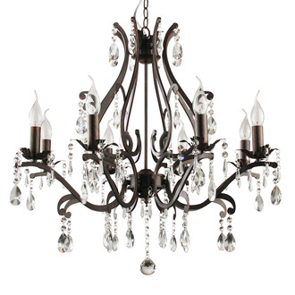 PENDANT LAMP FELINE 8 LIGHTS ROUND + TRANSPARENT CRYSTAL DARK BROWN