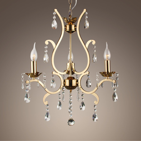 PENDANT LAMP FELINE 3 LIGHTS + TRANSPARENT CRYSTAL GOLD PLATED-1