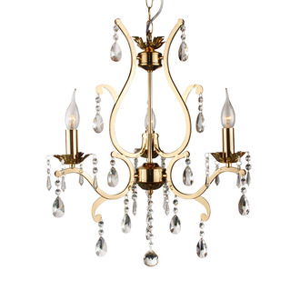 PENDANT LAMP FELINE 3 LIGHTS + TRANSPARENT CRYSTAL GOLD PLATED