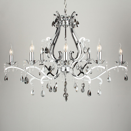 PENDANT LAMP FELINE 8 LIGHTS OVAL + FUME (GREY) CRYSTAL SHINY-1