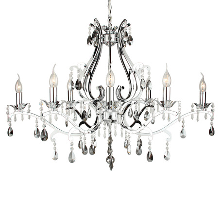 PENDANT LAMP FELINE 8 LIGHTS OVAL + FUME (GREY) CRYSTAL SHINY