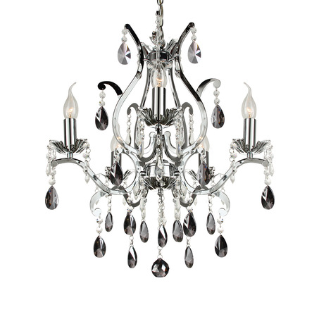 PENDANT LAMP FELINE 5 LIGHTS + FUME (GREY) CRYSTAL SHINY CHROME-2