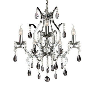 PENDANT LAMP FELINE 5 LIGHTS + FUME (GREY) CRYSTAL SHINY CHROME