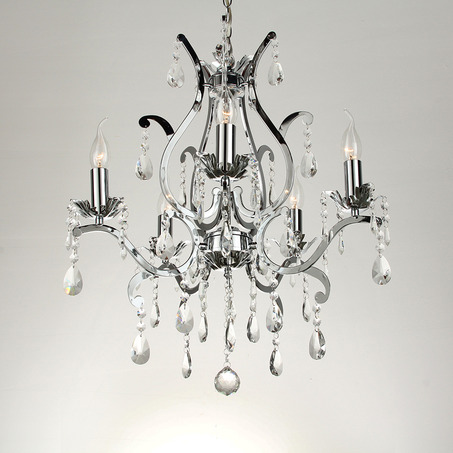 PENDANT LAMP FELINE 5 LIGHTS + TRANSPARENT CRYSTAL SHINY CHROME-1