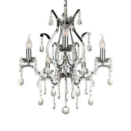 PENDANT LAMP FELINE 5 LIGHTS + TRANSPARENT CRYSTAL SHINY CHROME