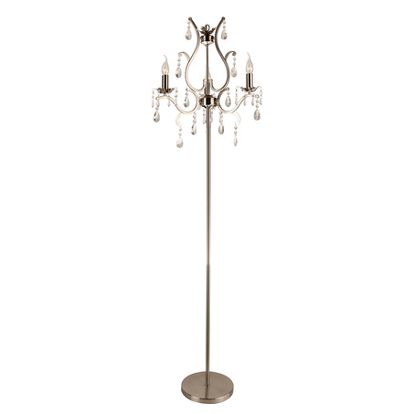 FLOOR LAMP FELINE 3 LIGHTS + TRANSPARENT CRYSTAL NICKEL SATIN