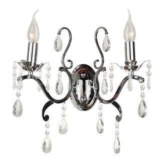 WALL LAMP FELINE 2 LIGHTS + TRANSPARENT CRYSTAL SHINY CHROME