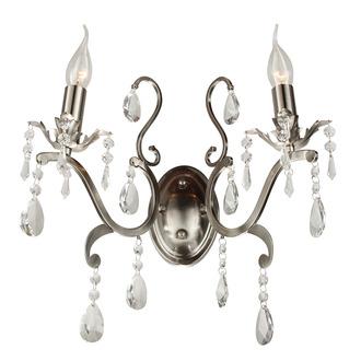 WALL LAMP FELINE 2 LIGHTS + TRANSPARENT CRYSTAL NICKEL SATIN
