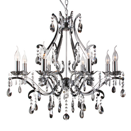 PENDANT LAMP FELINE 8 LIGHTS ROUND + FUME (GREY) CRYSTAL SHINY