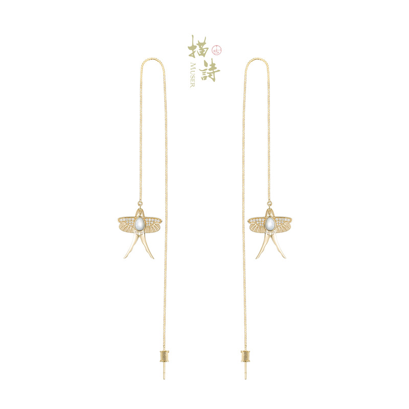 预售-沙燕轻鸢-白贝耳线