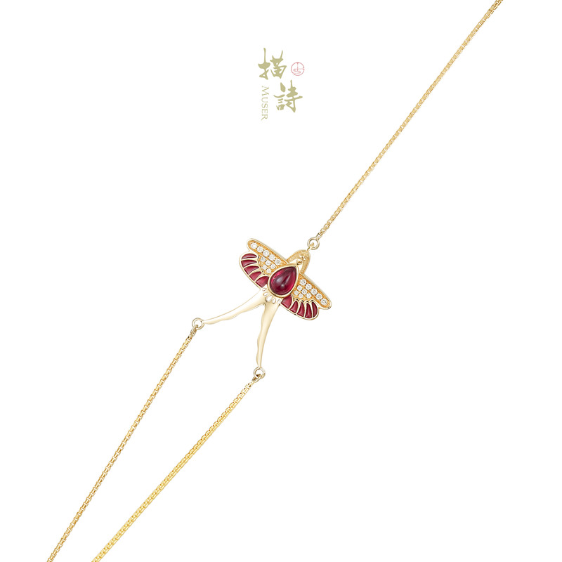 预售-沙燕轻鸢-红宝石镂空珐琅手链