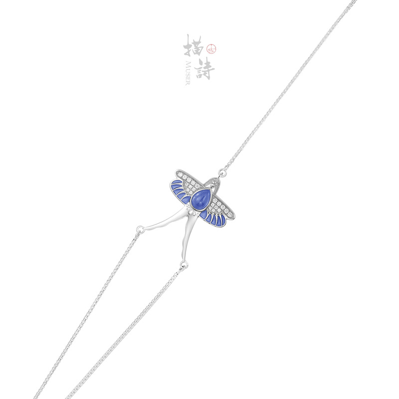 预售-沙燕轻鸢-蓝宝石镂空珐琅手链