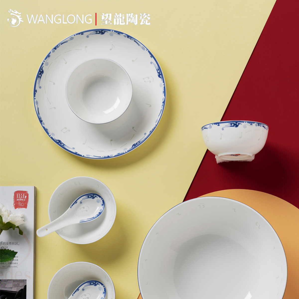 青花玲珑餐具 - 祖国颂