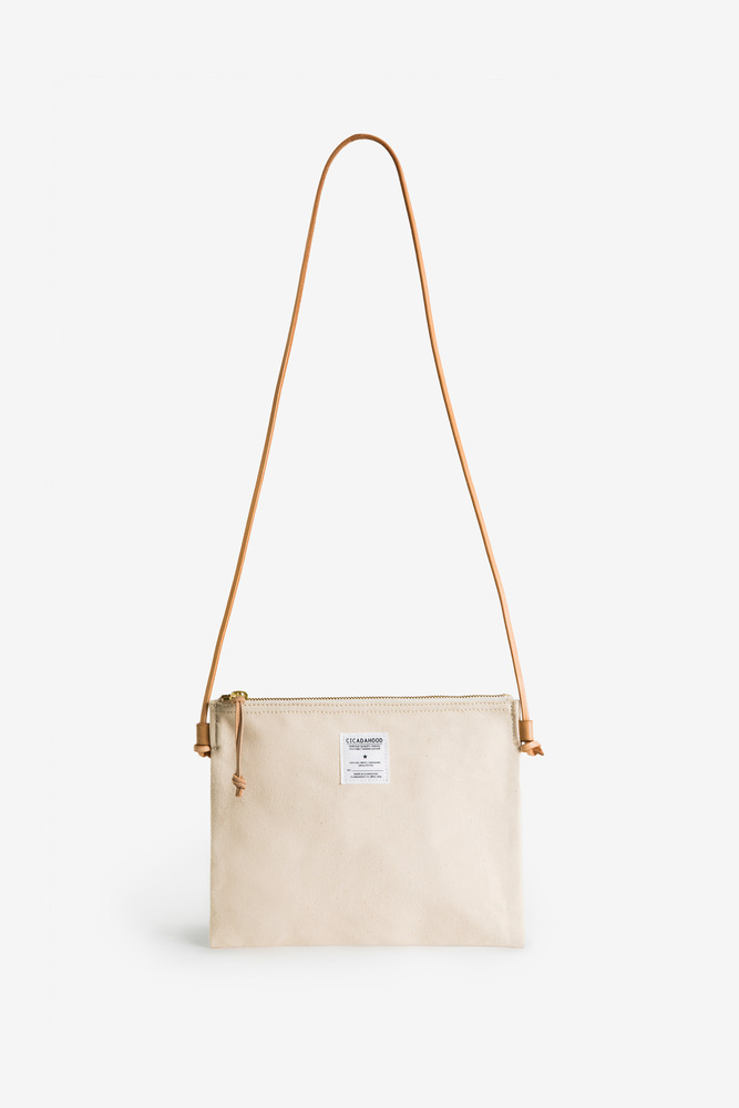 Japanese canvas with Italian vegetable tanned leather Crossbody bag