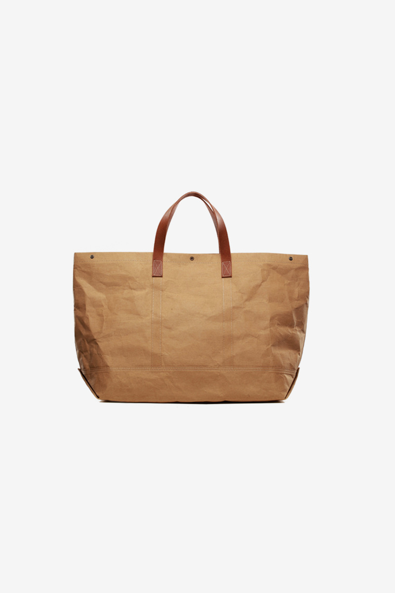 kraft paper & cowhide tote bag