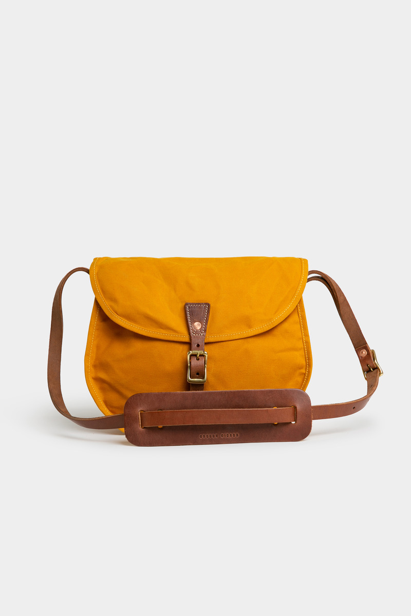 Handcrafted leather canvas saddlebag