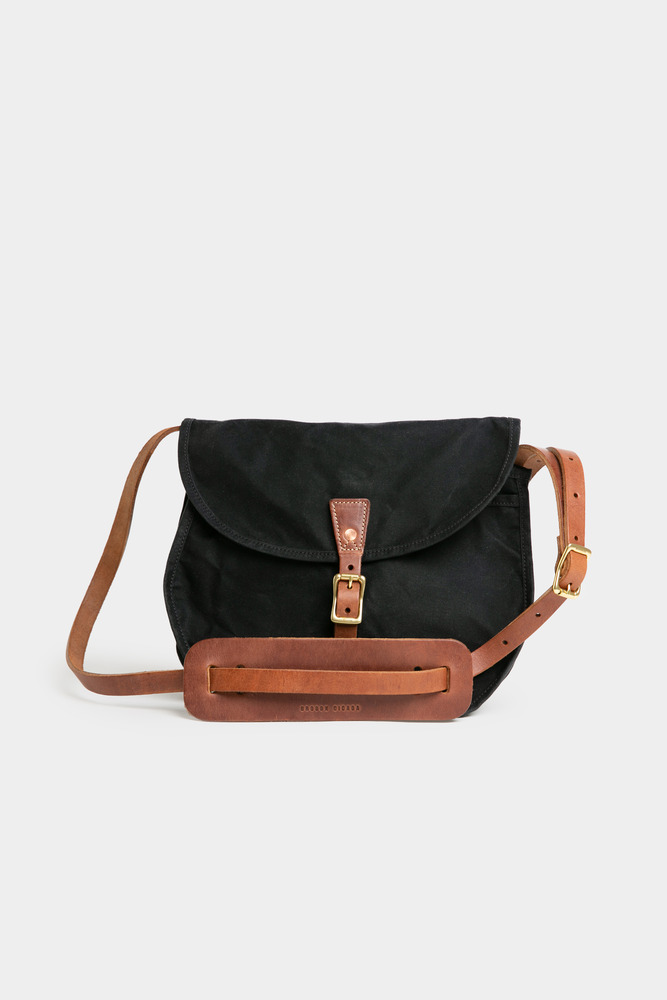 Handcrafted leather canvas saddlebag