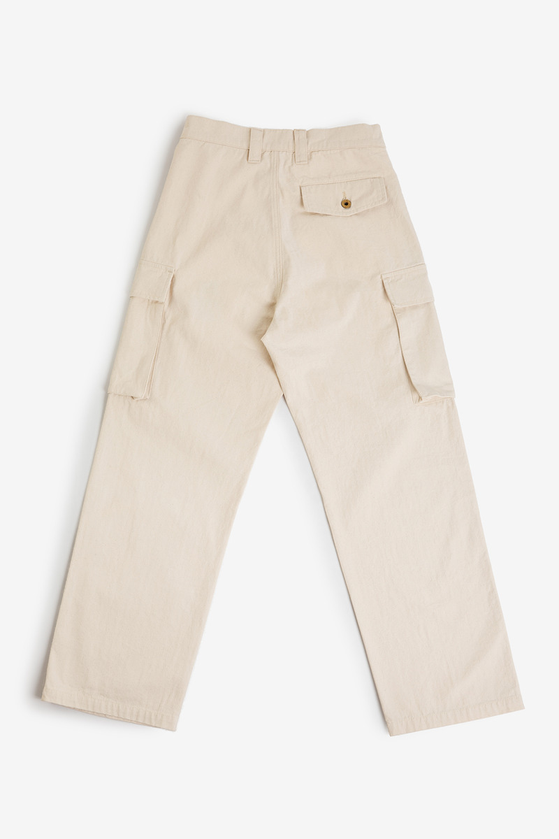 Japanese Workwear Herringbone Twill Side Accordion Pocket Cargo Pants-5