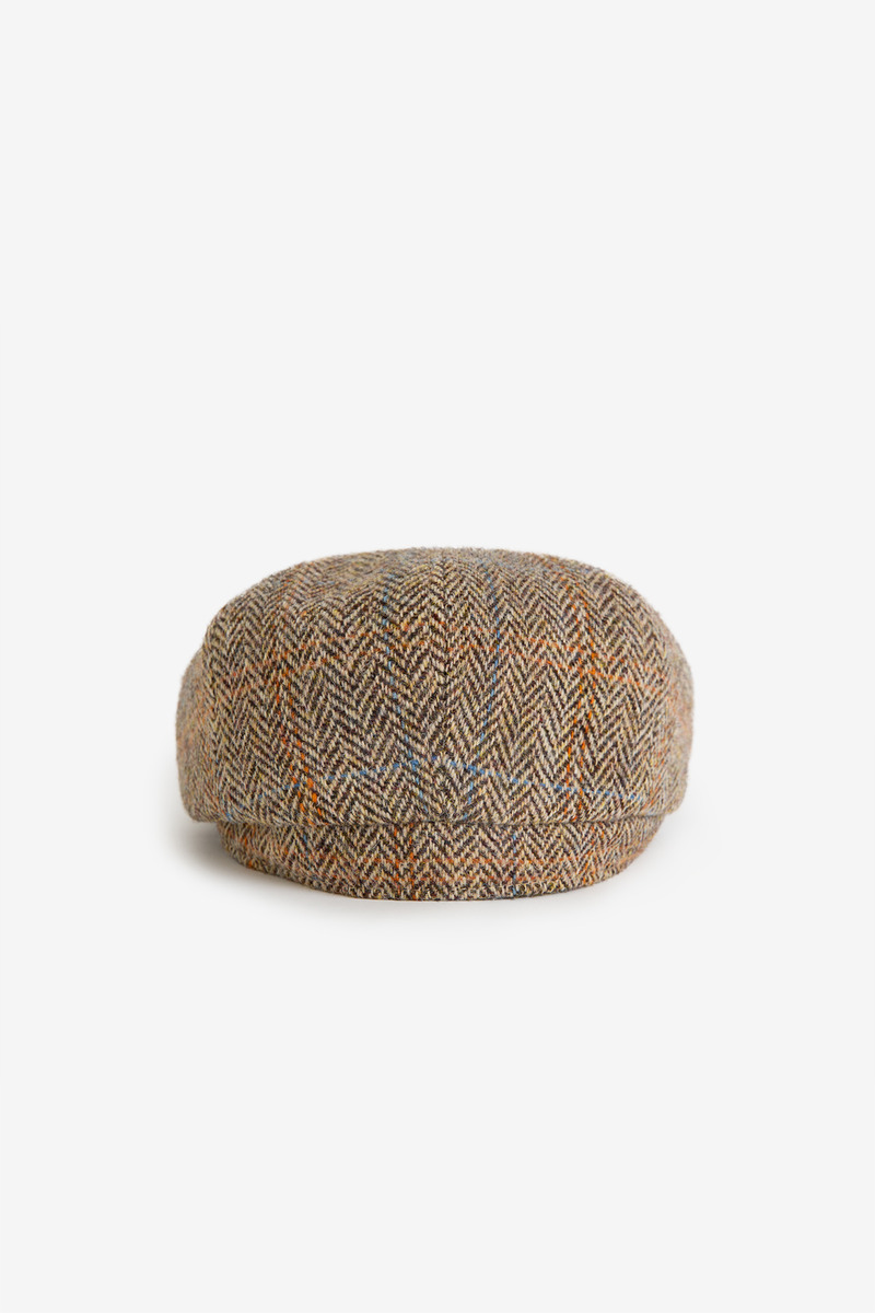 British harrts tweed herringbone wool newsboy cap-4