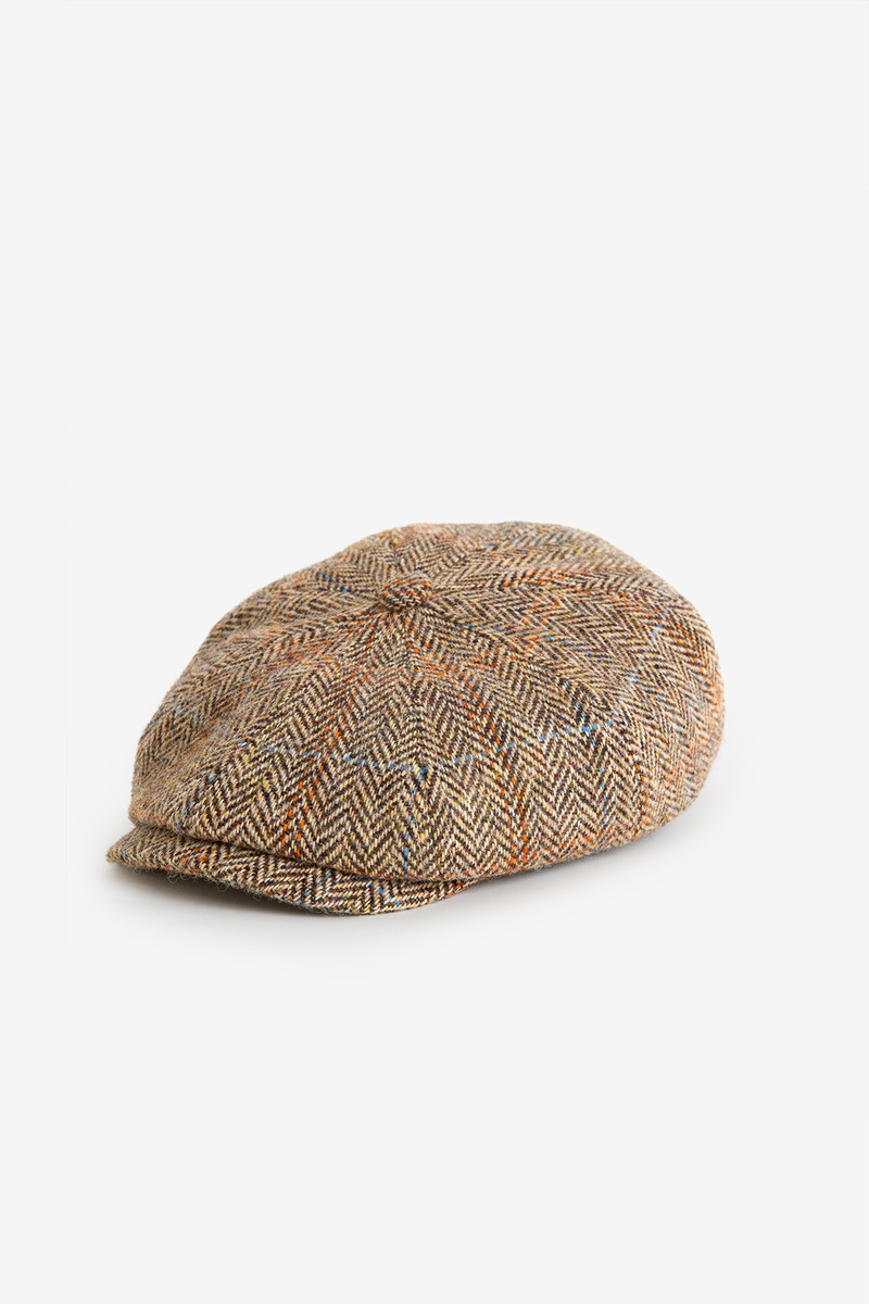 British harrts tweed herringbone wool newsboy cap-5
