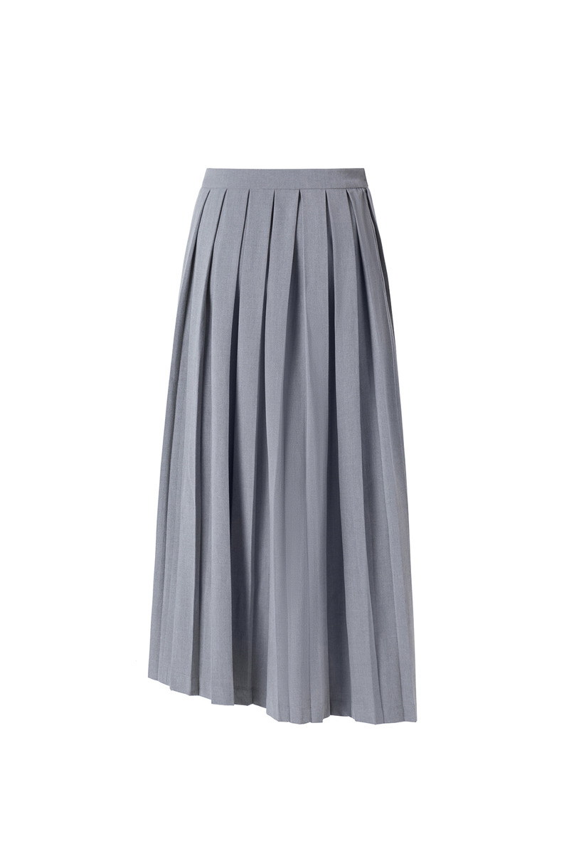 不对称剪裁工字褶半裙-5