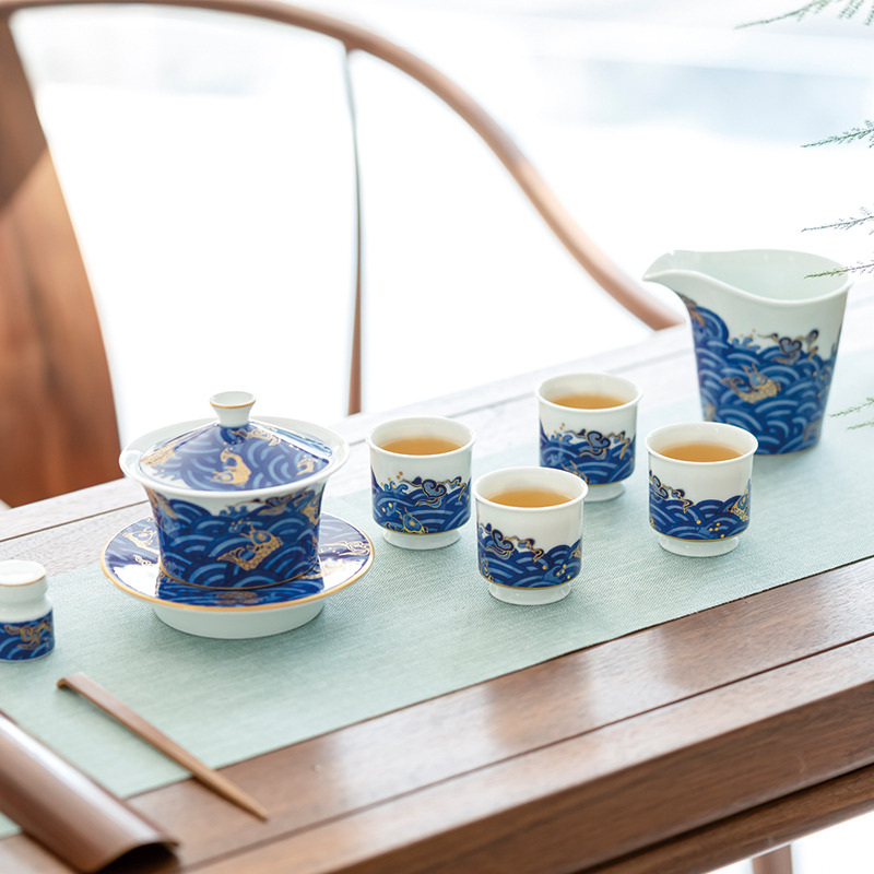 描金海水江崖纹茶器