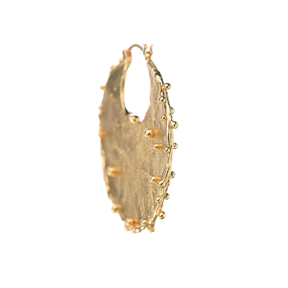 原创布纹纹理半圆片耳环-3