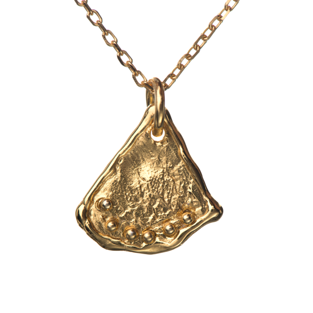 原创双面纹理分色镀金扇形项链-4