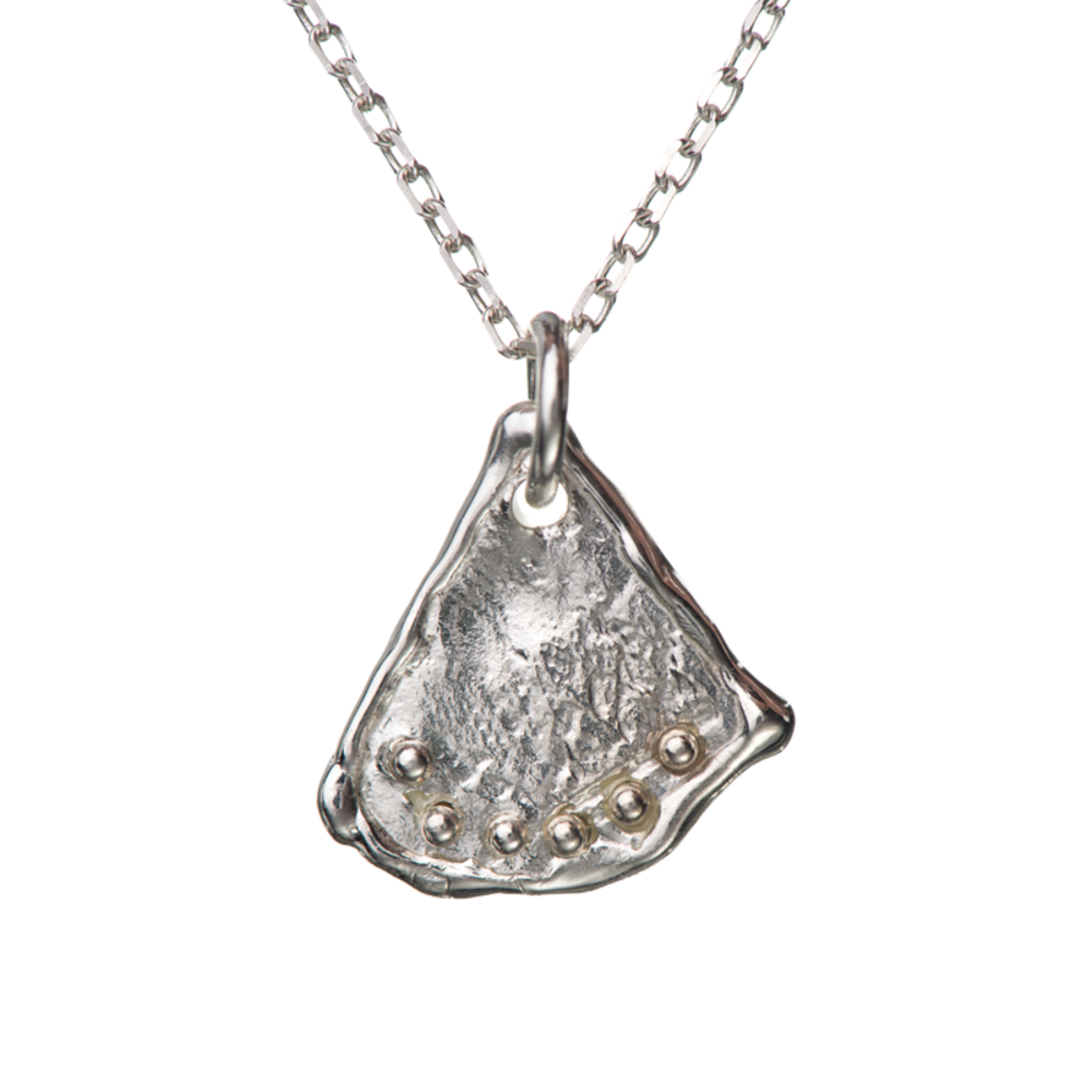 原创双面纹理分色镀金扇形项链-4