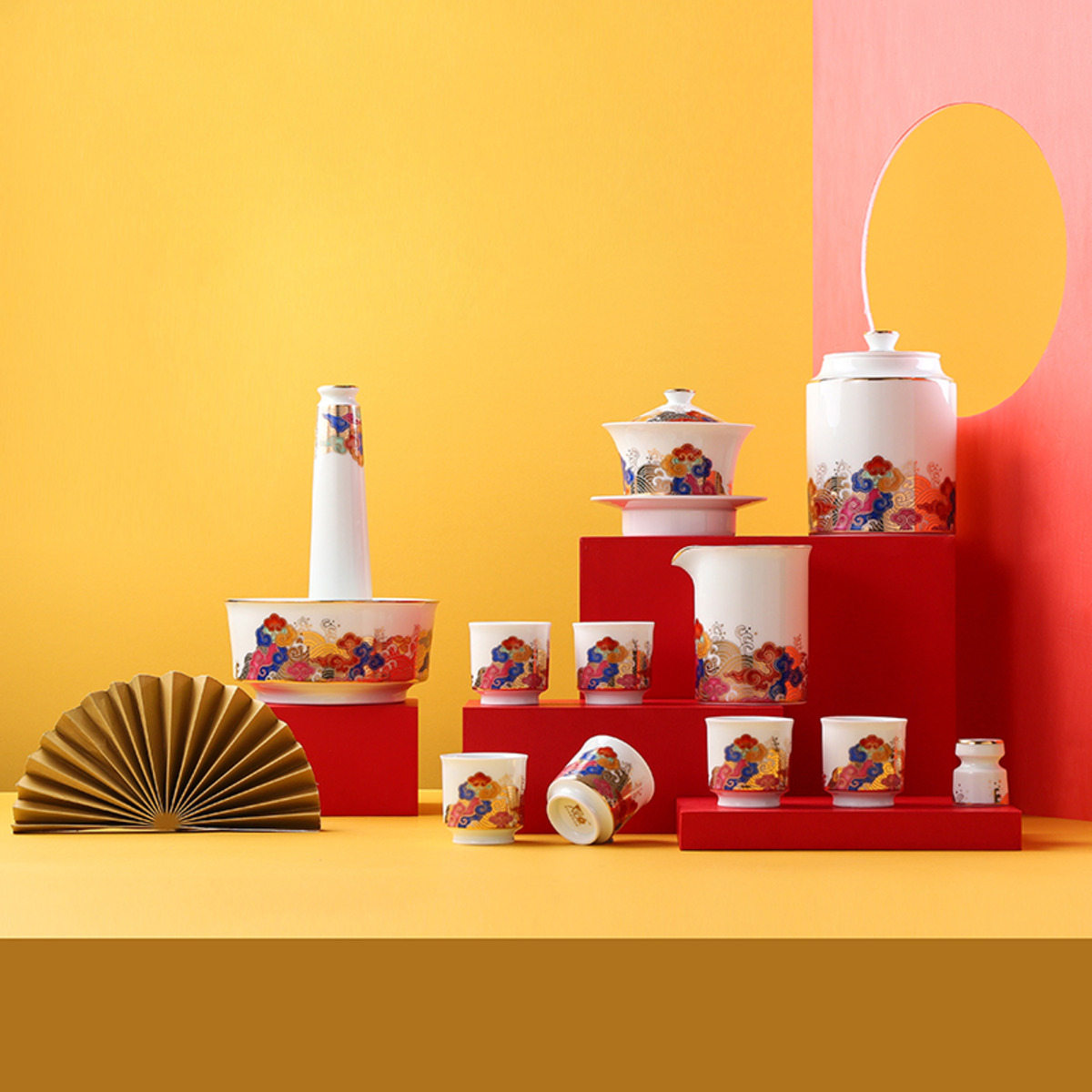 新彩龙袍景绣浪潮茶具