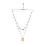 金银拼色外星人吊坠双层钛钢项链