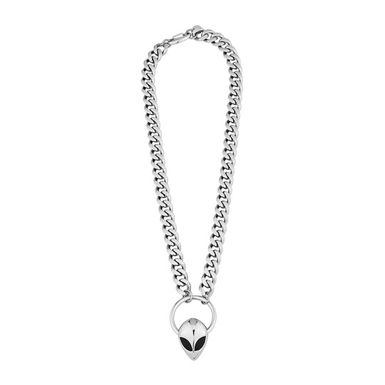 外星人环形吊坠钛钢项链