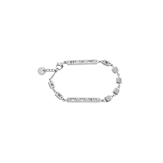 方块经纬度装饰钛钢手链