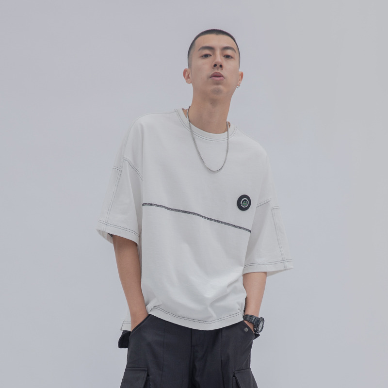 FLOAT 2020SS 指南针缉明线车缝白色T恤-2