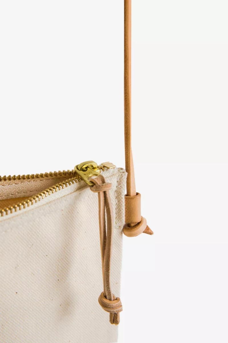 Japanese canvas with Italian vegetable tanned leather Crossbody bag-4