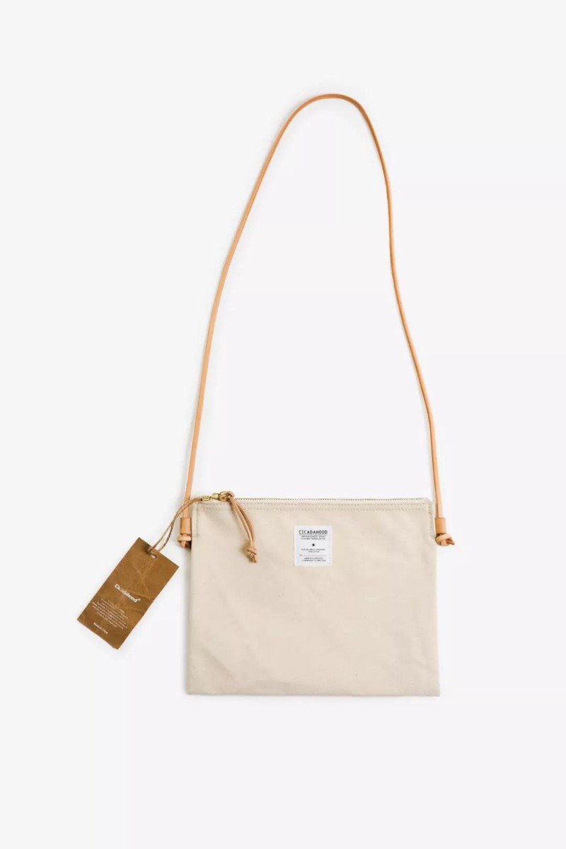 Japanese canvas with Italian vegetable tanned leather Crossbody bag-5