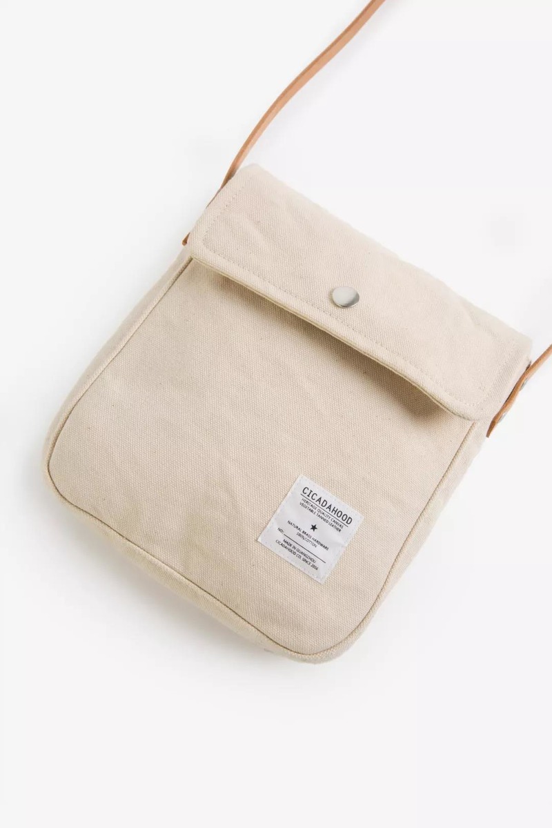 Okayama canvas Italian leather clamshell crossbody bag-3