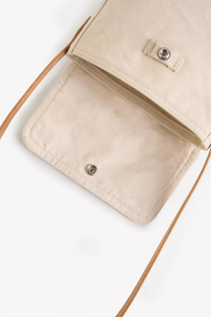 Okayama canvas Italian leather clamshell crossbody bag-4