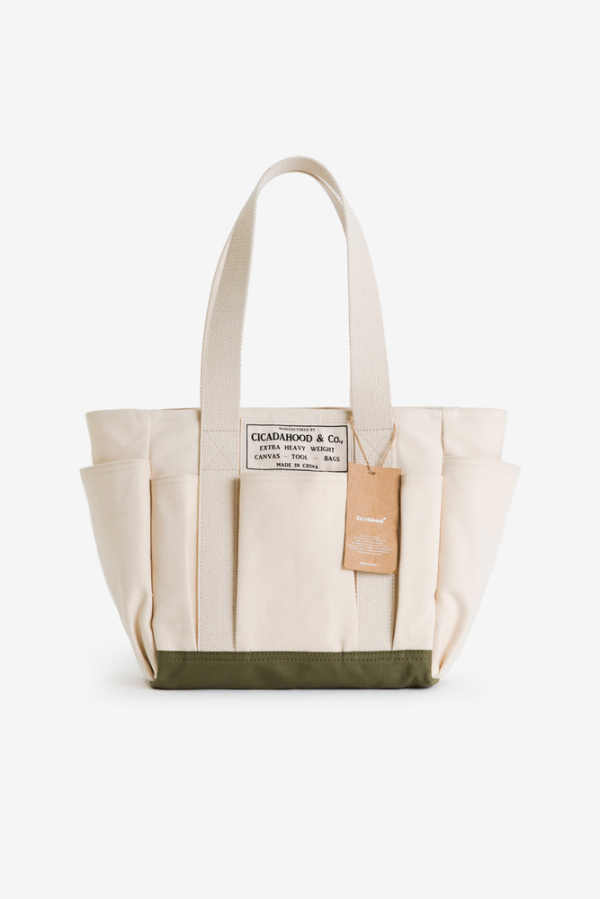 Japanese Heavyweight Canvas Functional Shopping Tote Bag(army green)