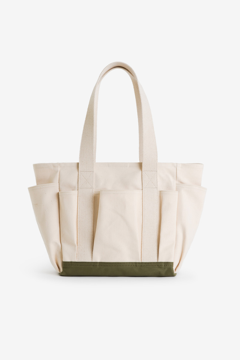 Japanese Heavyweight Canvas Functional Shopping Tote Bag(army green)-5