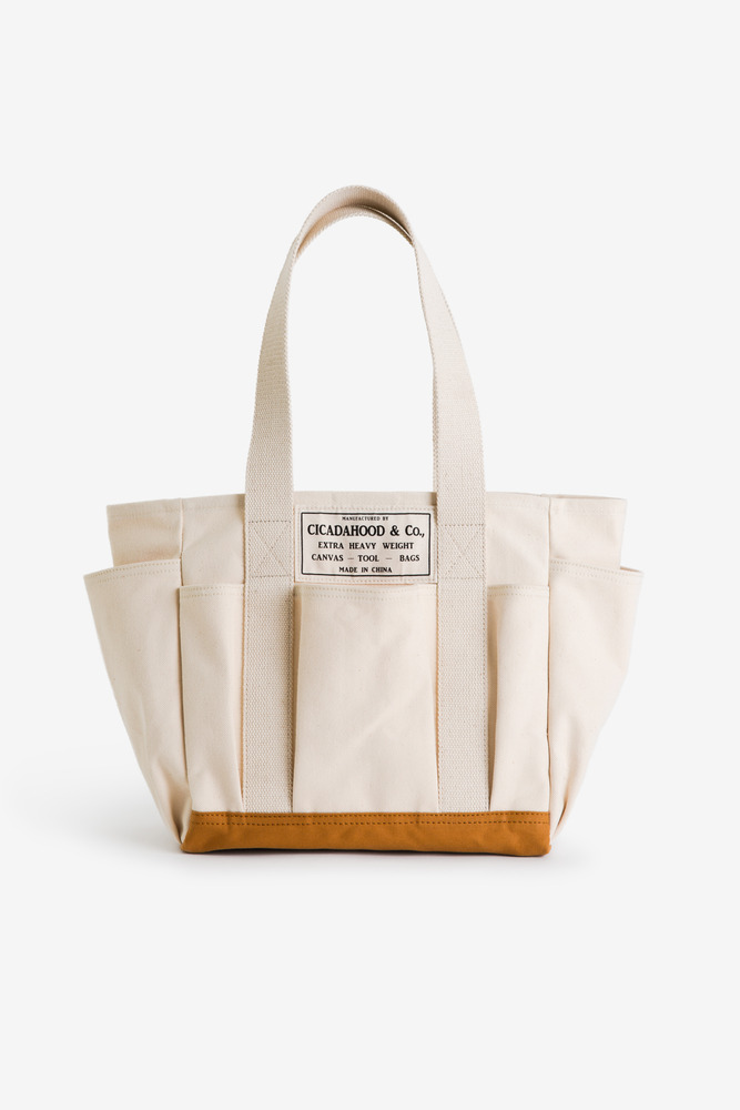 Japanese Heavyweight Canvas Functional Shopping Tote Bag(mustard)