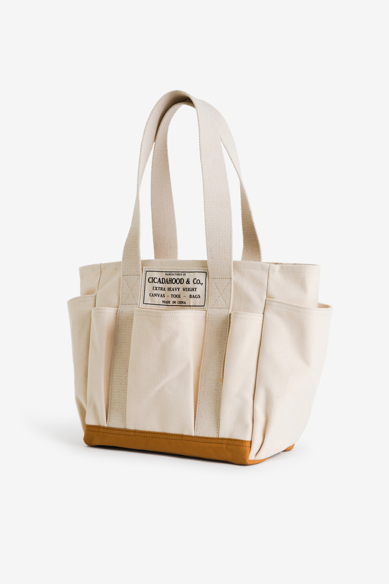 Japanese Heavyweight Canvas Functional Shopping Tote Bag(mustard)-5