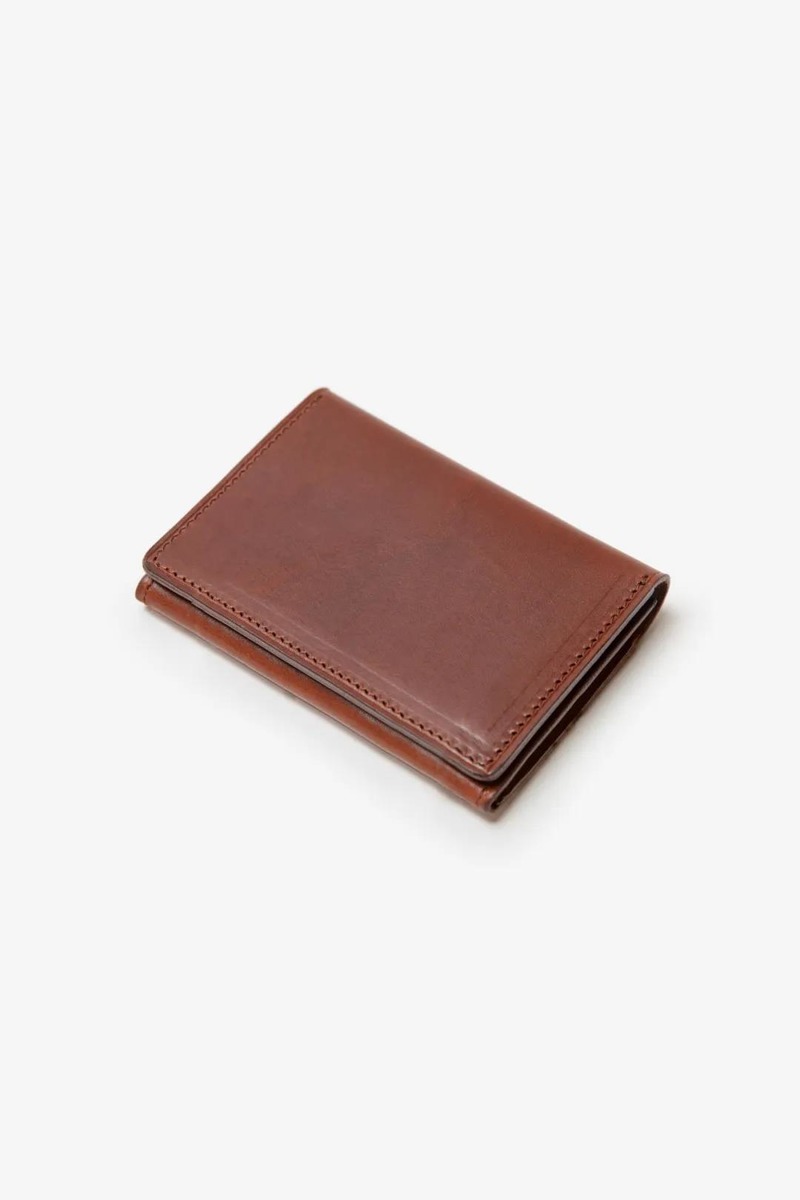 Italian Waxed Leather Bifold Card Holder Wallet