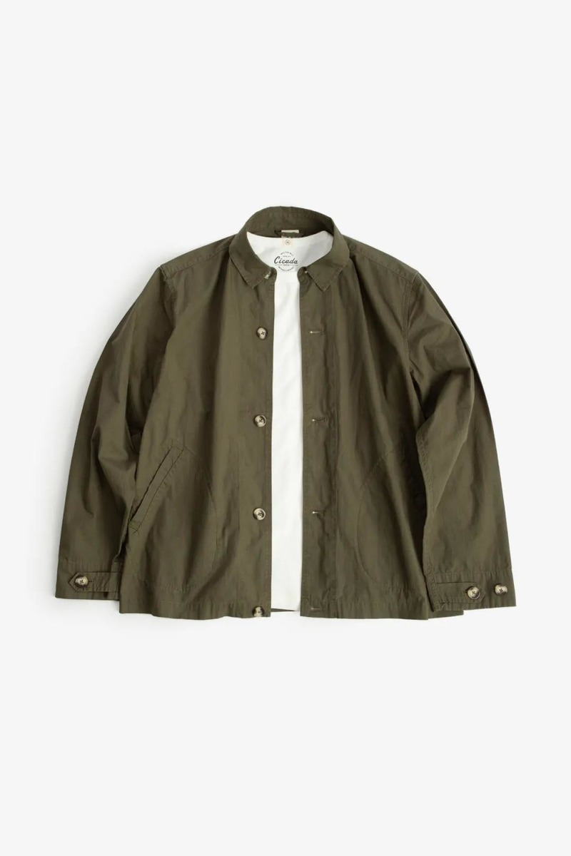 Japanese Poplin French Slant Pocket Shirt Jacket,unisex (army green)