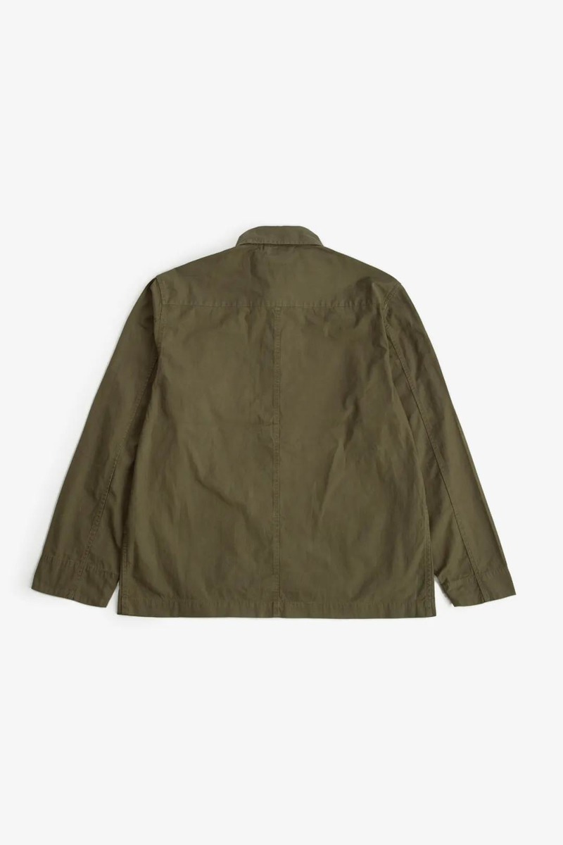 Japanese Poplin French Slant Pocket Shirt Jacket,unisex (army green)-4
