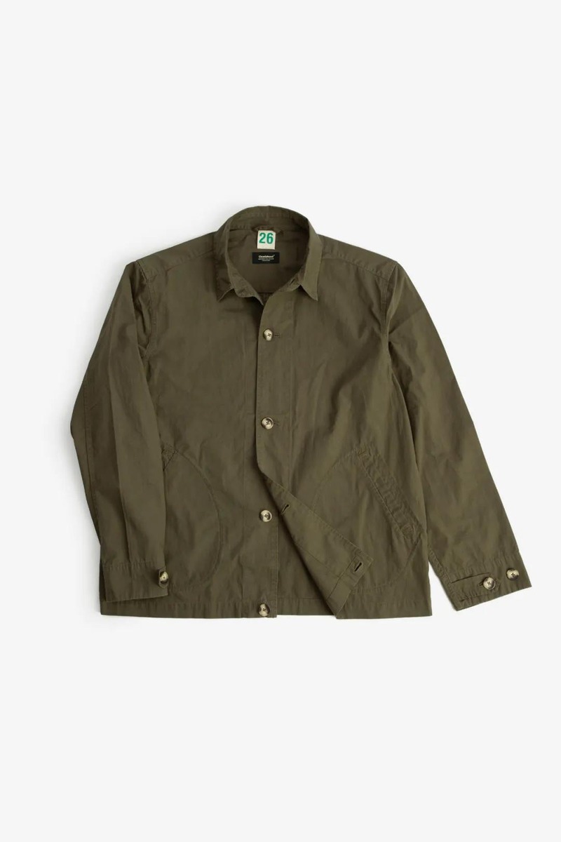 Japanese Poplin French Slant Pocket Shirt Jacket,unisex (army green)-5
