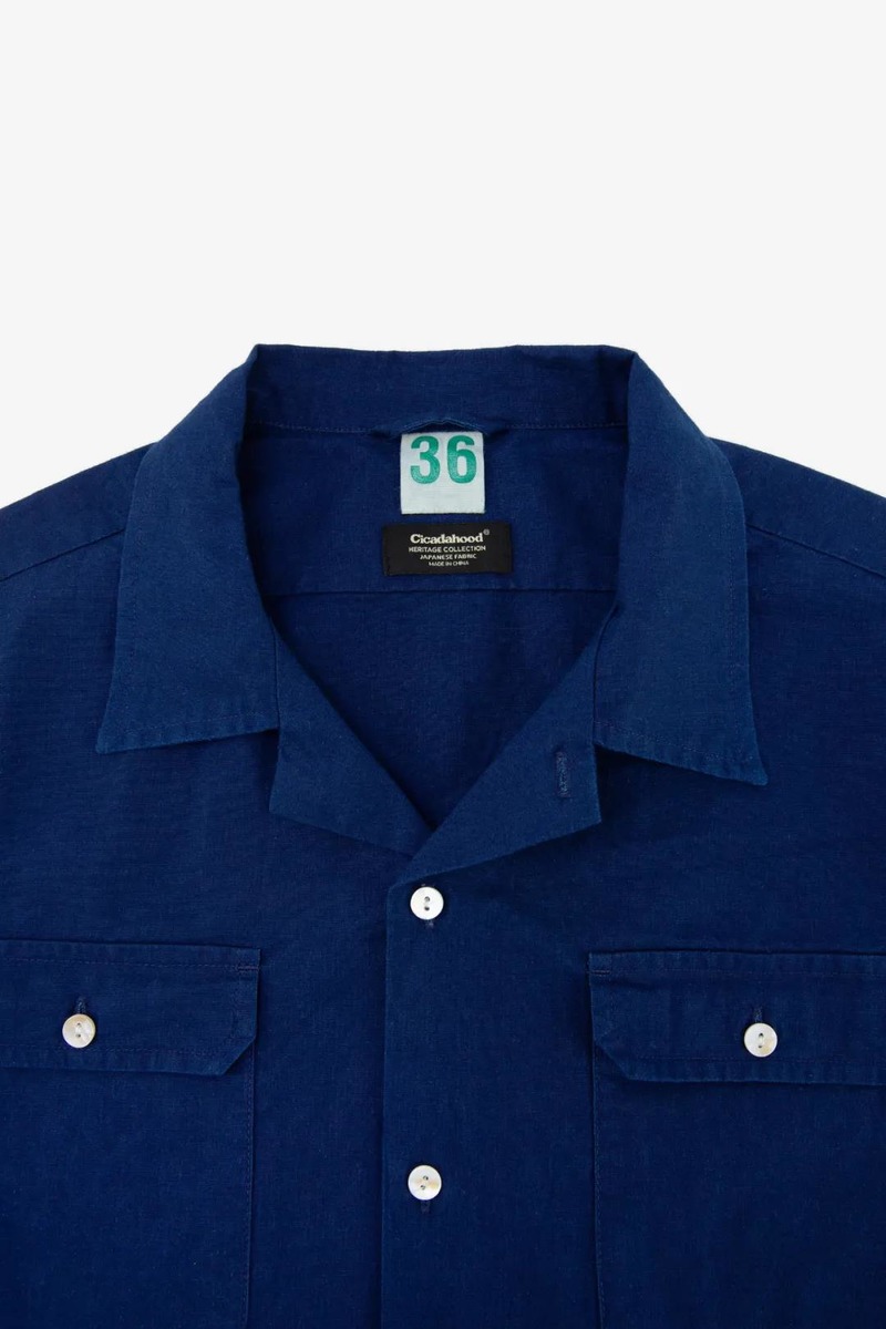 Japanese Indigo Cuban Collar Shirt, unisex-3