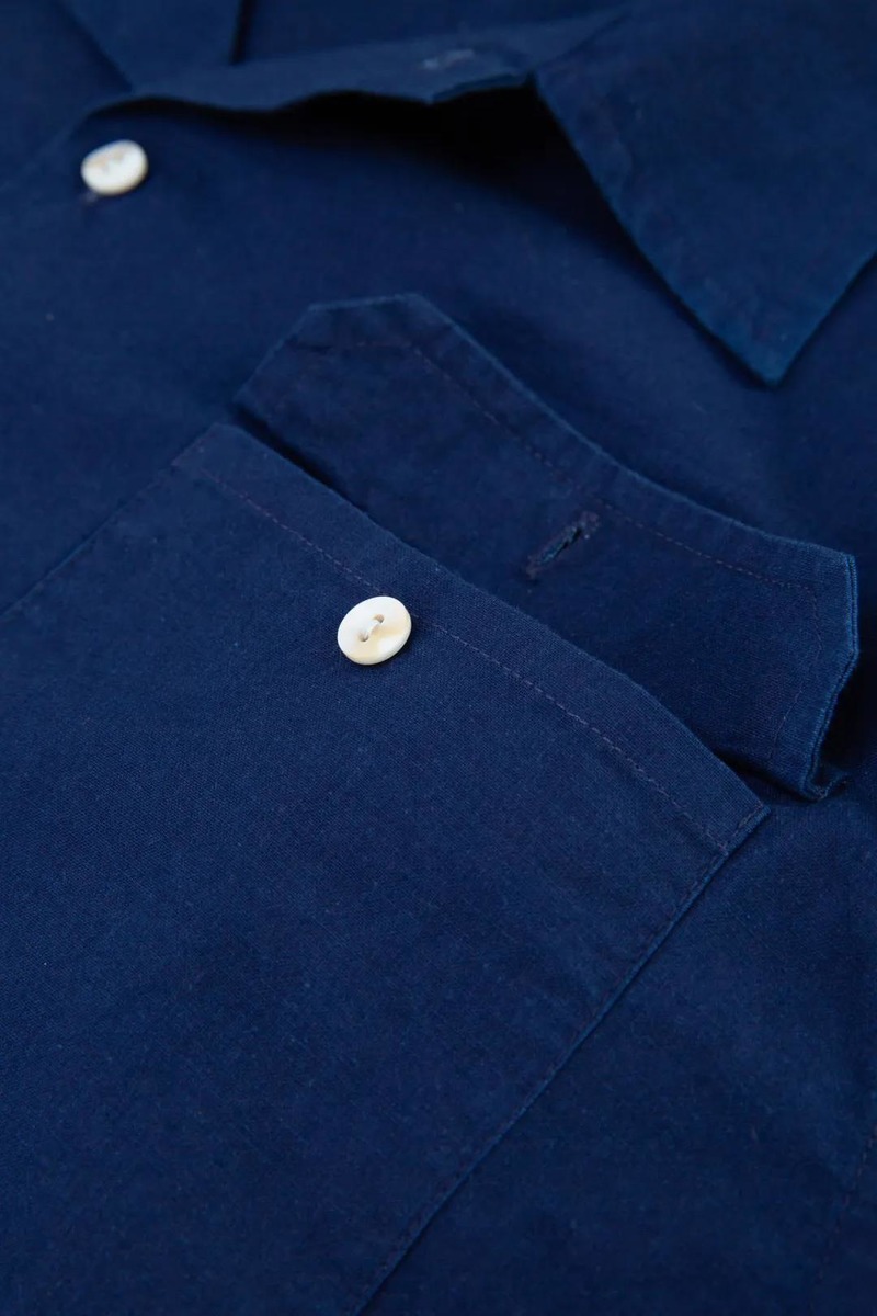 Japanese Indigo Cuban Collar Shirt, unisex-2